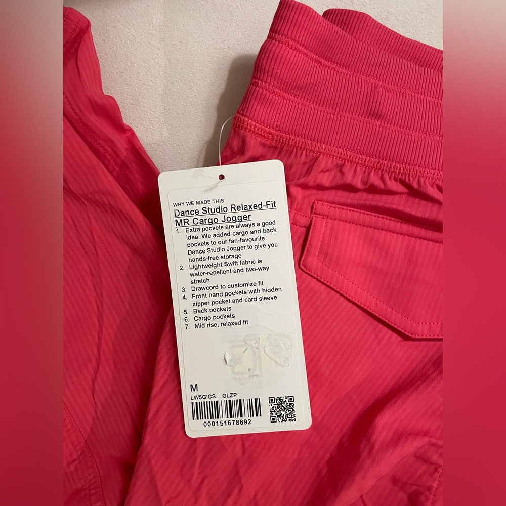 Lululemon NWT Dance Studio Relaxed Fit Mid Rise Cargo Joggers Glazed Pink Size M - Picture 14 of 15